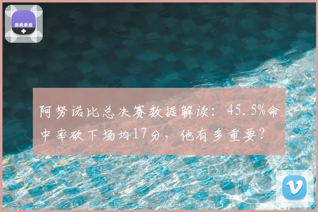 阿努诺比总决赛数据解读：45.5%命中率砍下场均17分，他有多重要？